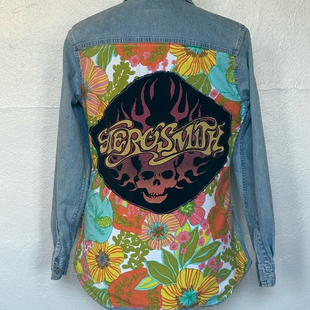 SOLD Upcycled Aerosmith Levi’s Denim Shirt - Picture 9 of 12